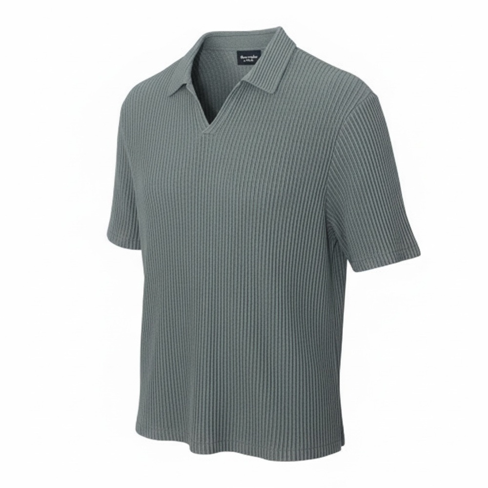 Abercrombie & Fitch Stitch Johnny Collar Sweater Men's Gray Polo Shirt Size L